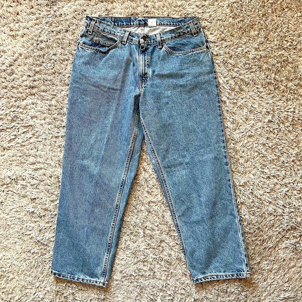 Levis 550 Jeans Relaxed Fit Husky Medium Wash Denim Pants 36x28 Irregular 95‎